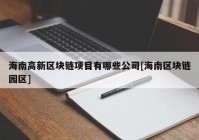 海南高新区块链项目有哪些公司[海南区块链园区]